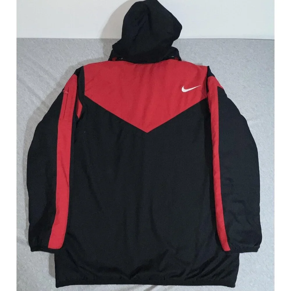 Nike‎ Sportswear Jacket Kids Large Black Red Hooded 3 In 1 Fleece Liner